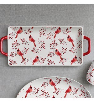 Cardinal Serving Platter With Handles Red