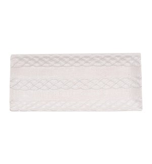Cable Knit Serving Platter Long White