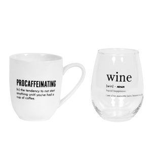 Define Coffee Mug and Wine Glass Set Black