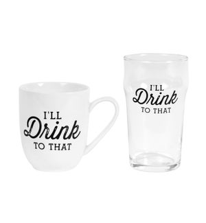 I'll Drink To That Coffee and Beer Glass Set Black