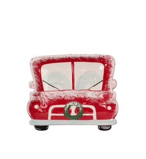 Merry Christmas Car Serving Plate Red