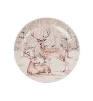 Reindeer In Forest Dessert Plate Set Of 4 Multi