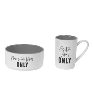 Positive | Pawsitive Vibes Only Pet Bowl and Owner Set Grey