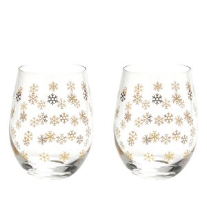 Snowflake Wine Glass Set of 2 Gold
