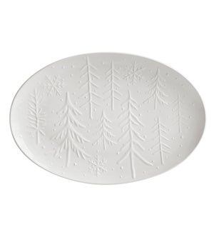 Winter Forest Serving Platter Oval Large Light Stone