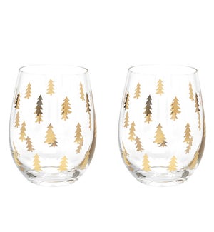 Tree Wine Glass Set Of 2 Gold