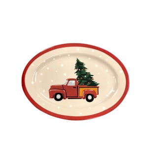 Vintage Christmas Serving Platter Red