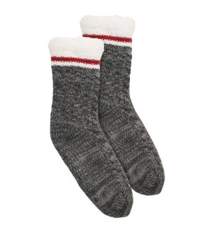 Cable Stripe Lounge Sock Charcoal