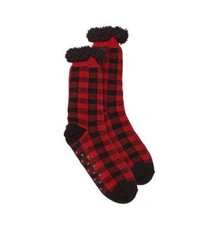Buffalo Check Lounge Sock Black/Red