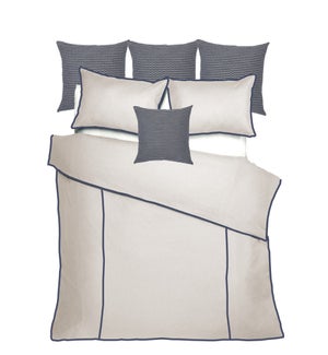 Churchill Linen - Flax with Navy Bedset - King