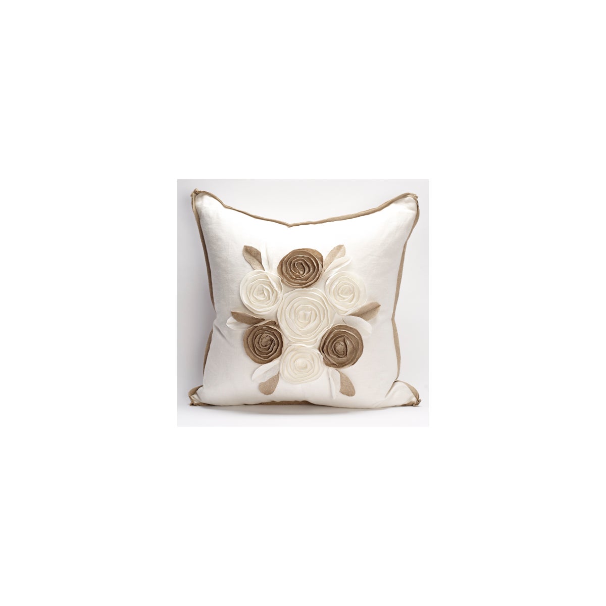 Churchill Linen - Rose Pillow - Ivory/Flax - 22" x 22"