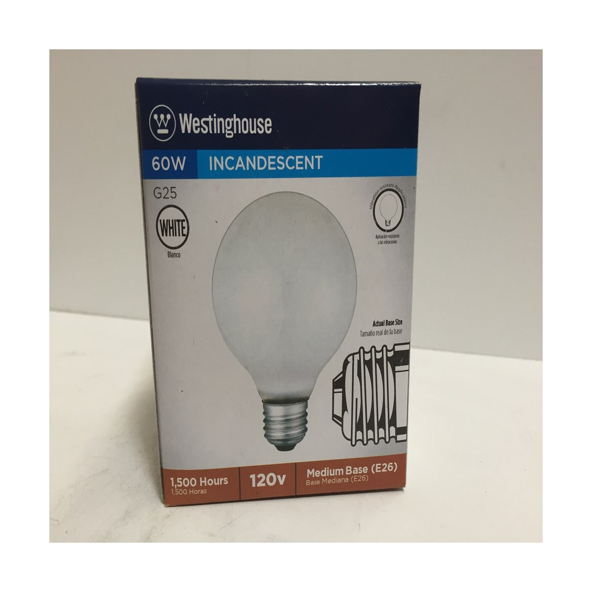 G25 100WT WHITE GLOBE (URBAN VANITY)
