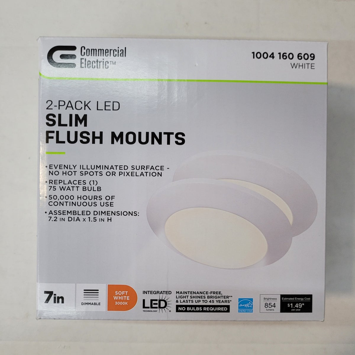 7 INCH WHITE LED FLUSH MOUNT ( 2 PACK )