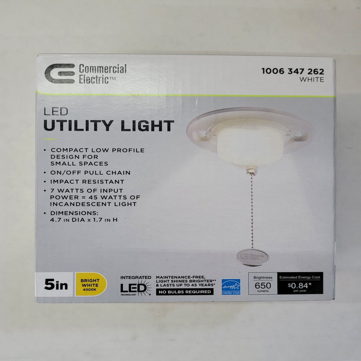 5 INCH CLOSET LIGHT WITH PULL CHAIN