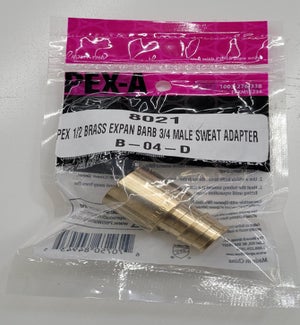 PEX-1/2 BRASS EXPAN BARB 3/4 MALE SWEAT ADAPTER