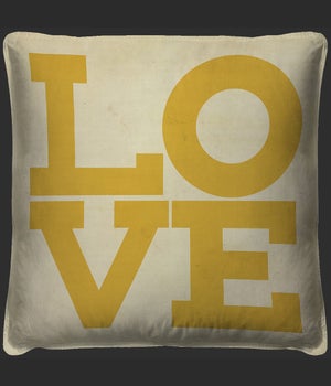 LOVE Yellow on white Pillow