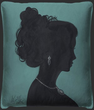 Lady Silhouette 2 Blue Pillow