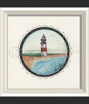 WC Porthole to the Red Stripe Lighthouse