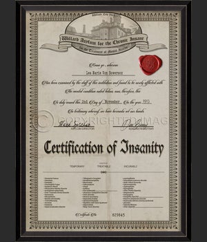BC Certificate of Insanity