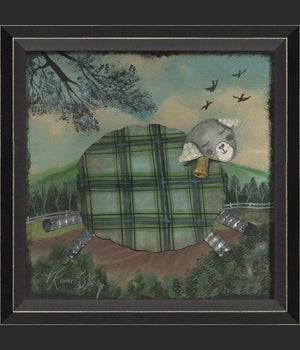 BC Sheep in Green Plaid with Bell