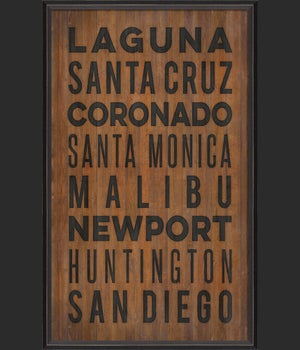 BC California Beach Cities on wood