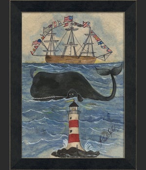 MI Lighthouse Whale and Ship