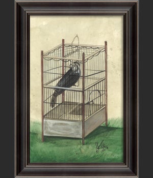LS Black Bird in Cage
