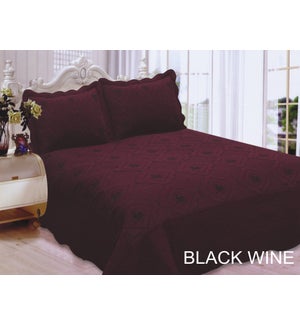 QUEEN BED SPREAD BLACK/WINE 8/BX