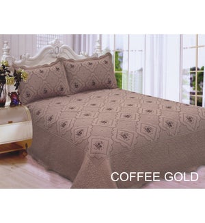 QUEEN BED SPREAD COFFEE/GOLD 8/BX