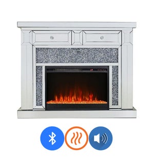 FIREPLACE WITH HEATER  BLUETOOTH SPEAKER & 4-COLOR CHANGING INSERT 47"X14"X39" -  1/ BOX