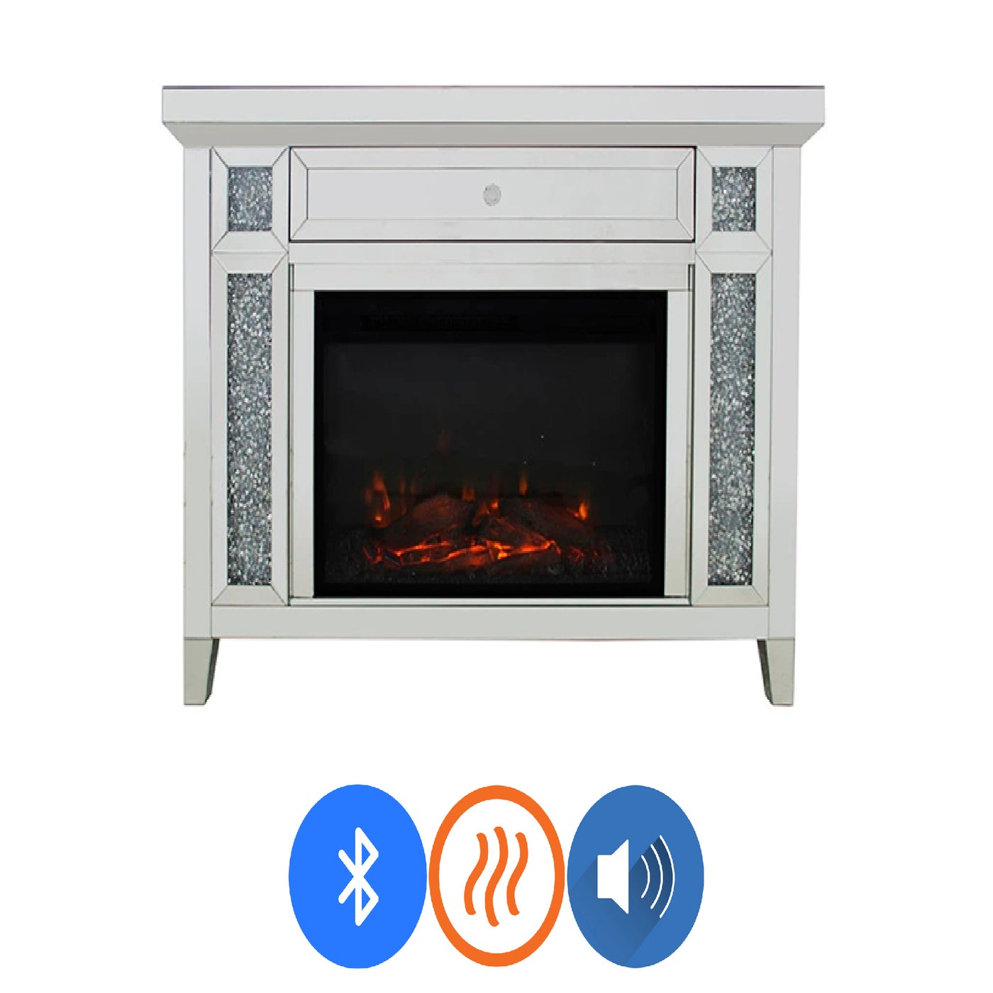 FIREPLACE WITH HEATER,BLUETOOTH SPEAKER u0026 4-COLOR CHANGING INSERT  47X14X39 - 1/ BOX - general merchandise | Golden Textile