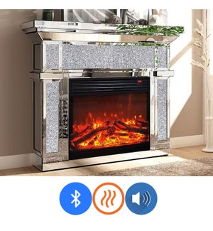 FIREPLACE WITH HEATER , BLUETOOTH SPEAKER & 4-COLOR CHANGING INSERT 47"X14"X39" -  1/ BOX