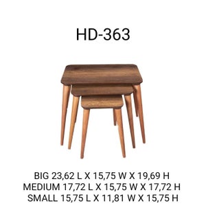 NESTED TABLE SET DARK WALNUT-(3PCS) 19.69"H/ 17.72"H/ 15.75"H- 1 SET/BOX