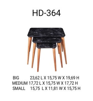 NESTED TABLE SET BLACK MARBLE- (3PCS) 19.69"H/ 17.72"H/ 15.75"H- 1 SET/BOX