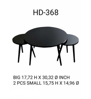 ROUND COFFEE TABLE WITH 2 END TABLES- BLACK- 1 SET/ BOX