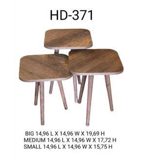 SQUARE WOODEN FOOT COFFEE TABLE SET - (19.69"H/17.72"H/15.75"H) DARK WALNUT- 1SET/BOX