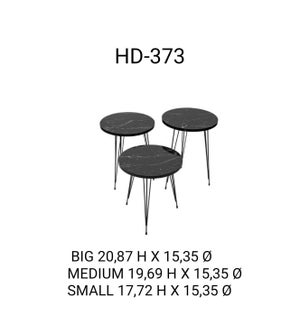ROUND COFFEE TABLE SET- (20.87"H/19.69"H/17.72"H) BLACK MARBLE- 1SET/BOX