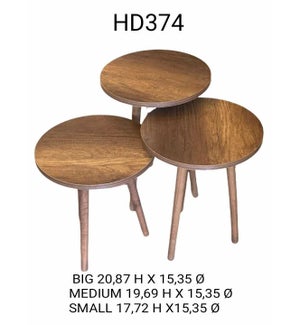 ROUND COFFEE TABLE SET- (20.87"H/19.69"H/17.72"H) DARK WALNUT- 1SET/BOX