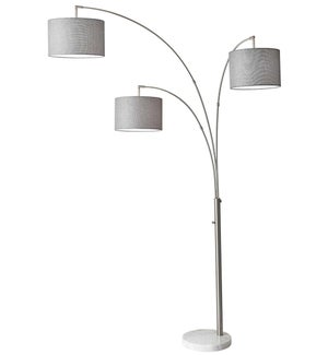FLOOR LAMP- COLOR : GREY +BRUSHED STEEL 22.5"x3.5"x58"  (TOP+BASE- 2BXS REQ'D) BULBS NOT INCLUDED ,