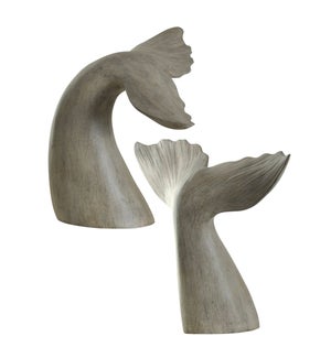 Set of 2 gray whale tail book ends finished in melville