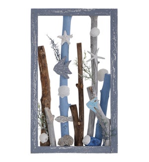 Sea Dive | 12in W X 2in D X 20in Ht Hand Assembled Coastal Wooden Table Top or Wall Sculpture