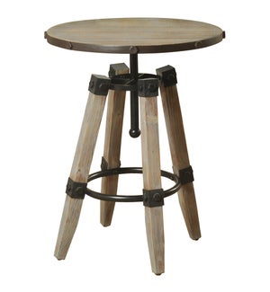 Hanley | 20in X 20in X 26in Industrial Distressed Wooden and Metal Accent Table with 4 Wood and Meta