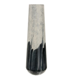 AZURE METAL | 8in x 5in X 24in | Blue & White Painted Metal Vase | Made in India
