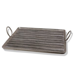 ALUMINUM TRAY LARGE | 22in X 20in | Stylish India Metal Tray with Circular Handles
