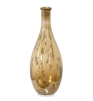 AGED GOLD LUSTER | 16in ht X 6in w X 6in d | Amber Hand Made Art Glass Vase