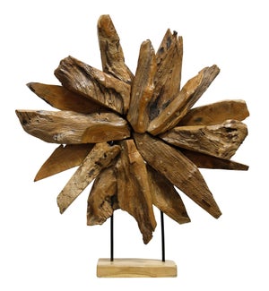 SUNRISE | 24in X 27in | Rustic Decorative Accessory in Natural Teak Wood | Made in India