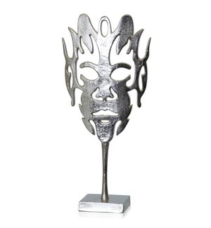 NICKEL PLATED | Nickel Plated Table Top Mask on Stand | 10in w X 23in ht X 5in d