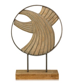 LAYERED WAVES I | 17in ht X 12in w X 4in d | Natural Carved Wood Table Top Accessory with Wave Desig