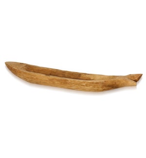 FISH VESSEL | 23in w X 5in d X 2in ht | Natural Carved Wood Fish Fin Design Accessory Tray