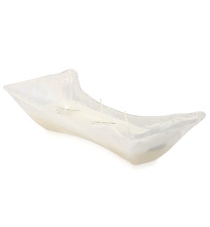 ZATTERA CANDLE | 18in w X 4in ht X 8in d | White on White Swirl Murano Dish With 3 Wick scented Cand